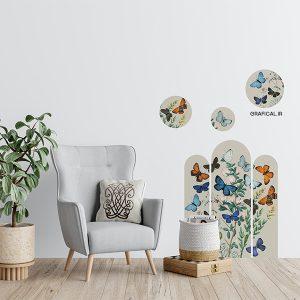 استیکر دکوراتیو مدل طاق طرح پروانه آبرنگی کد T6645