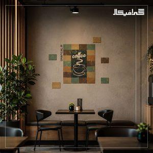 استیکر دکوراتیو کافه طرح Coffee و کاشی‌های وینتیج | کد T7382